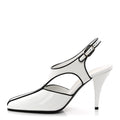 Patent Calfskin Lambskin Slingback Pumps 38.5 White Black