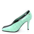 Crocodile Embossed Patent Calfskin Pumps 37 Green Black