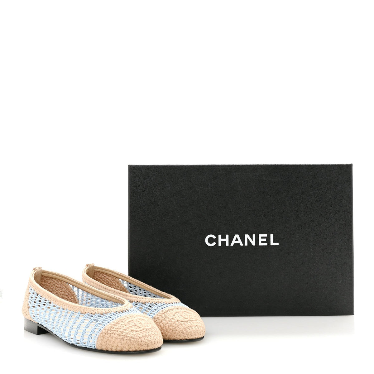Raffia CC Cap Toe Ballerina Flats 35 Blue Beige