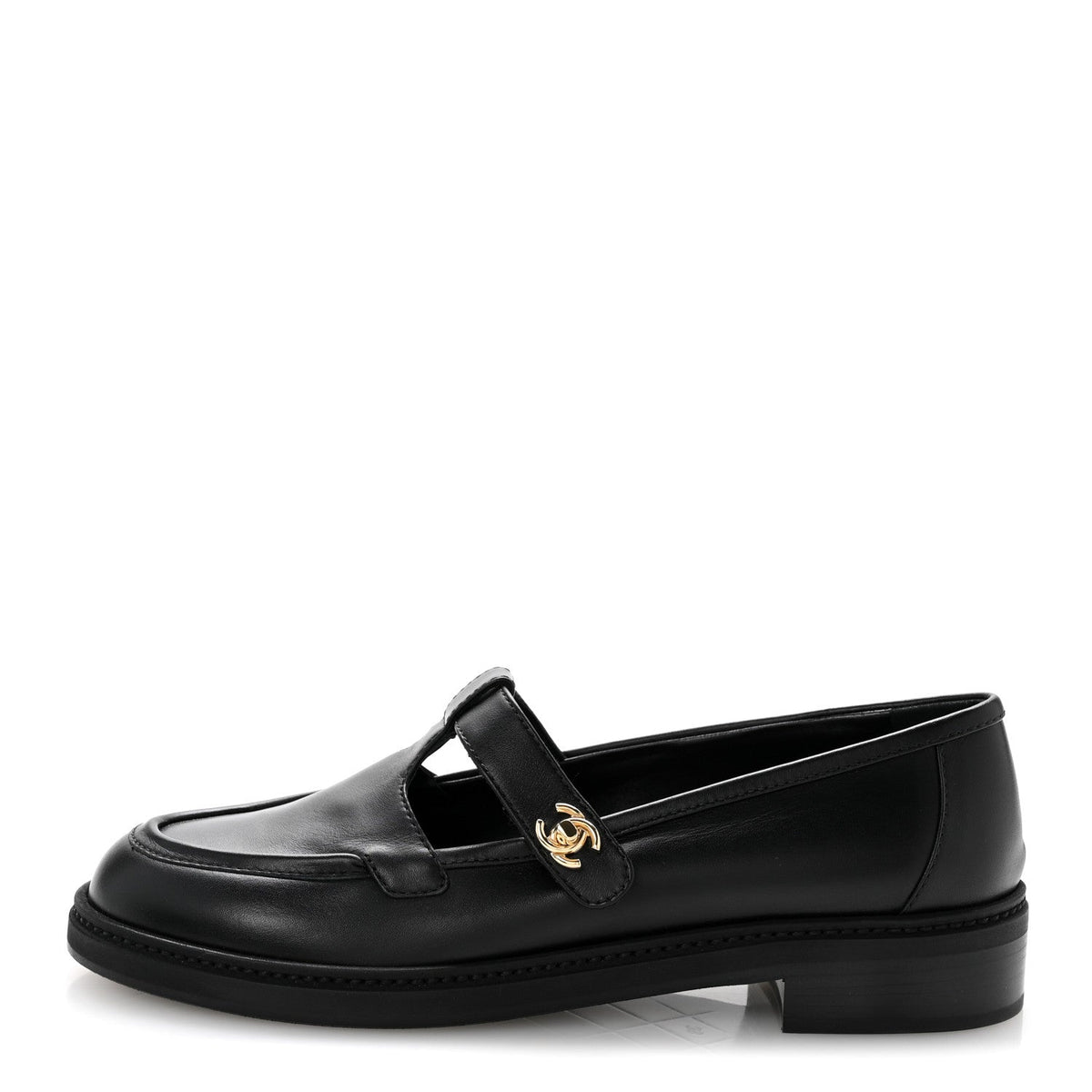 Calfskin CC Turnlock Moccasin Loafers 39 Black