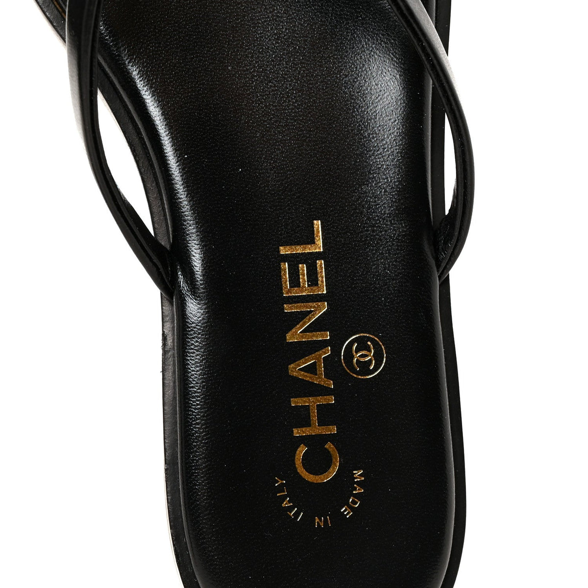 Goatskin CC Times Square Thong Sandals 38 Black