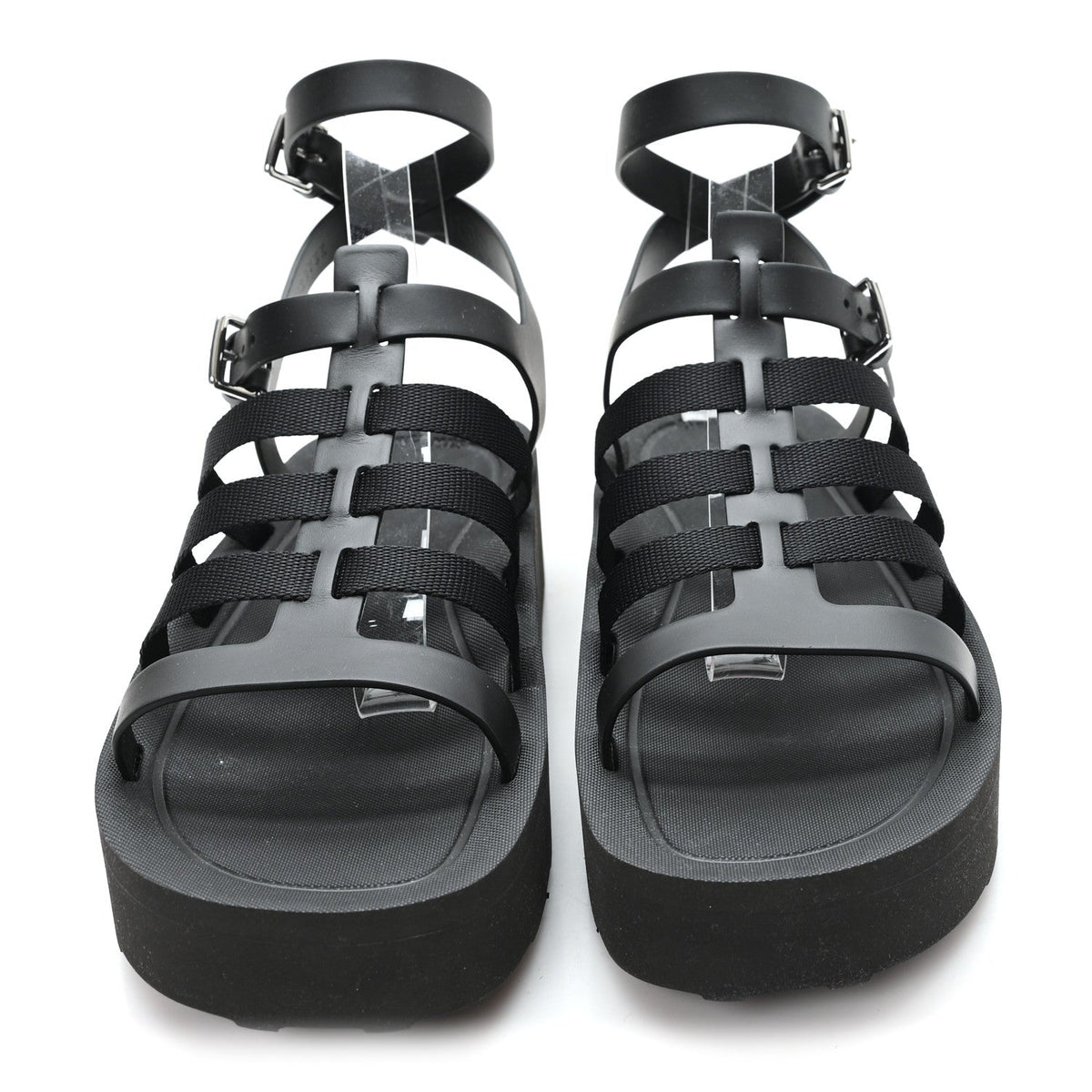 Calfskin Nylon Jupiter Sandals 40 Black
