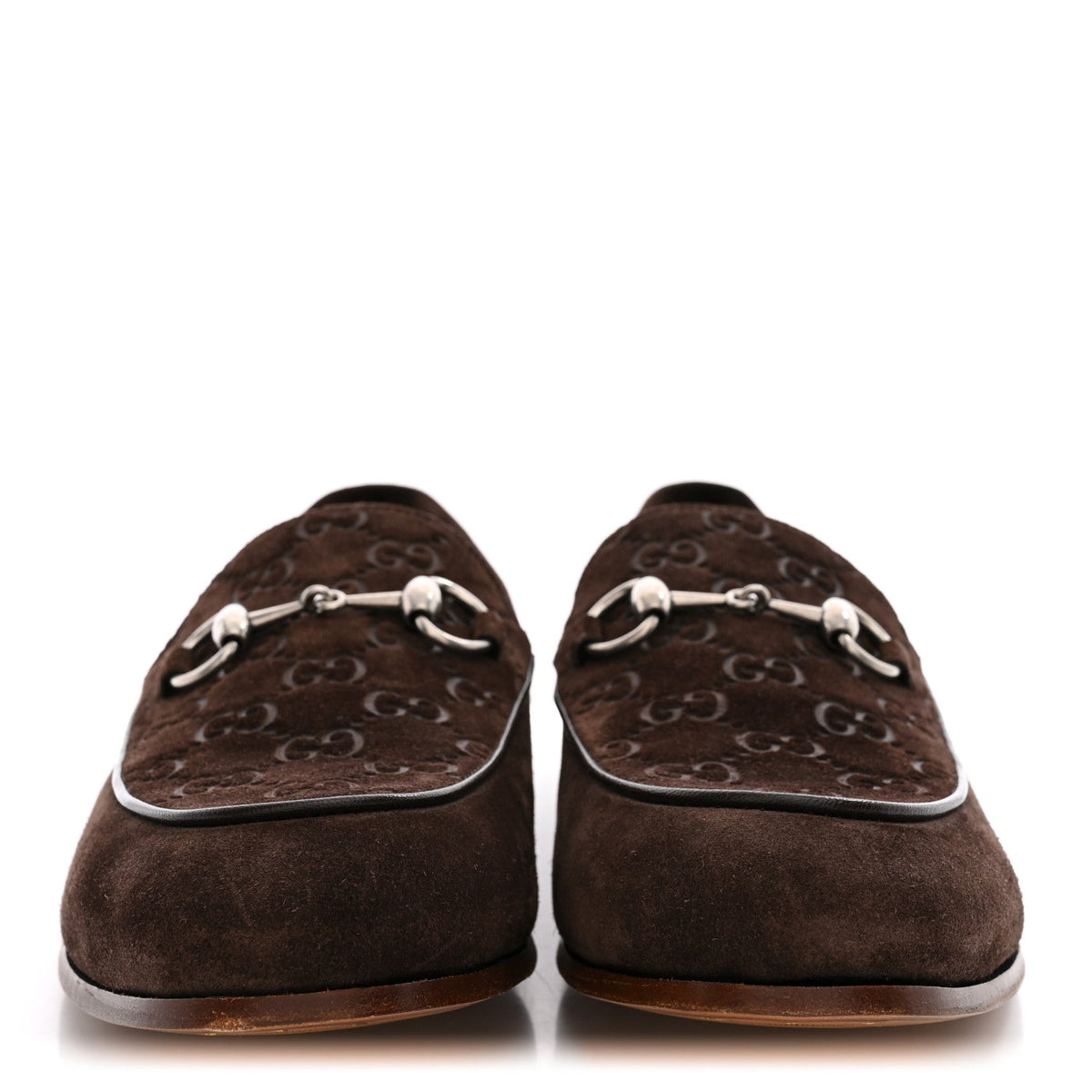 Luxury Suede GG Monogram Horsebit Mens Jordy Loafers 8 Night Cocoa