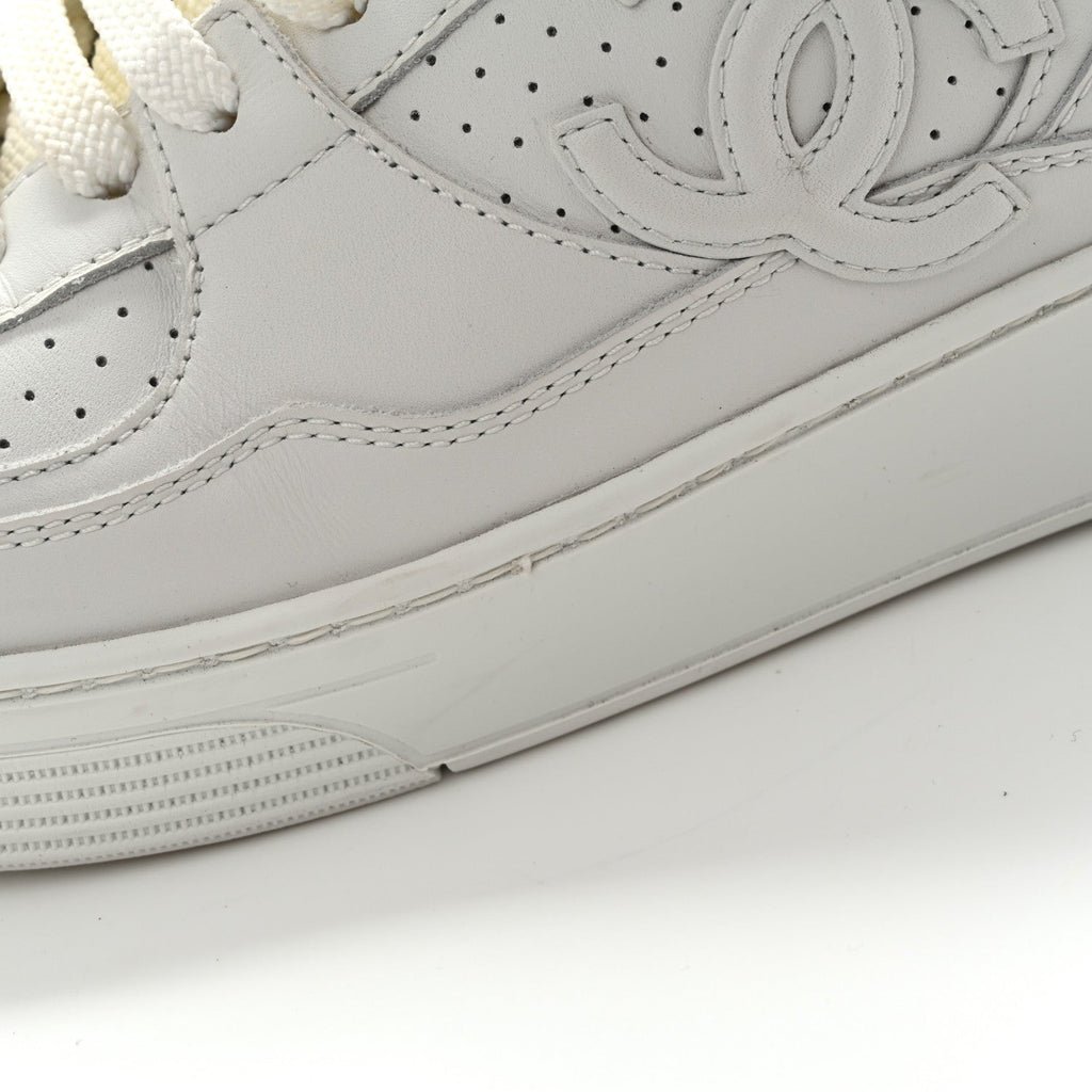 Calfskin CC Womens Sneakers 39.5 White