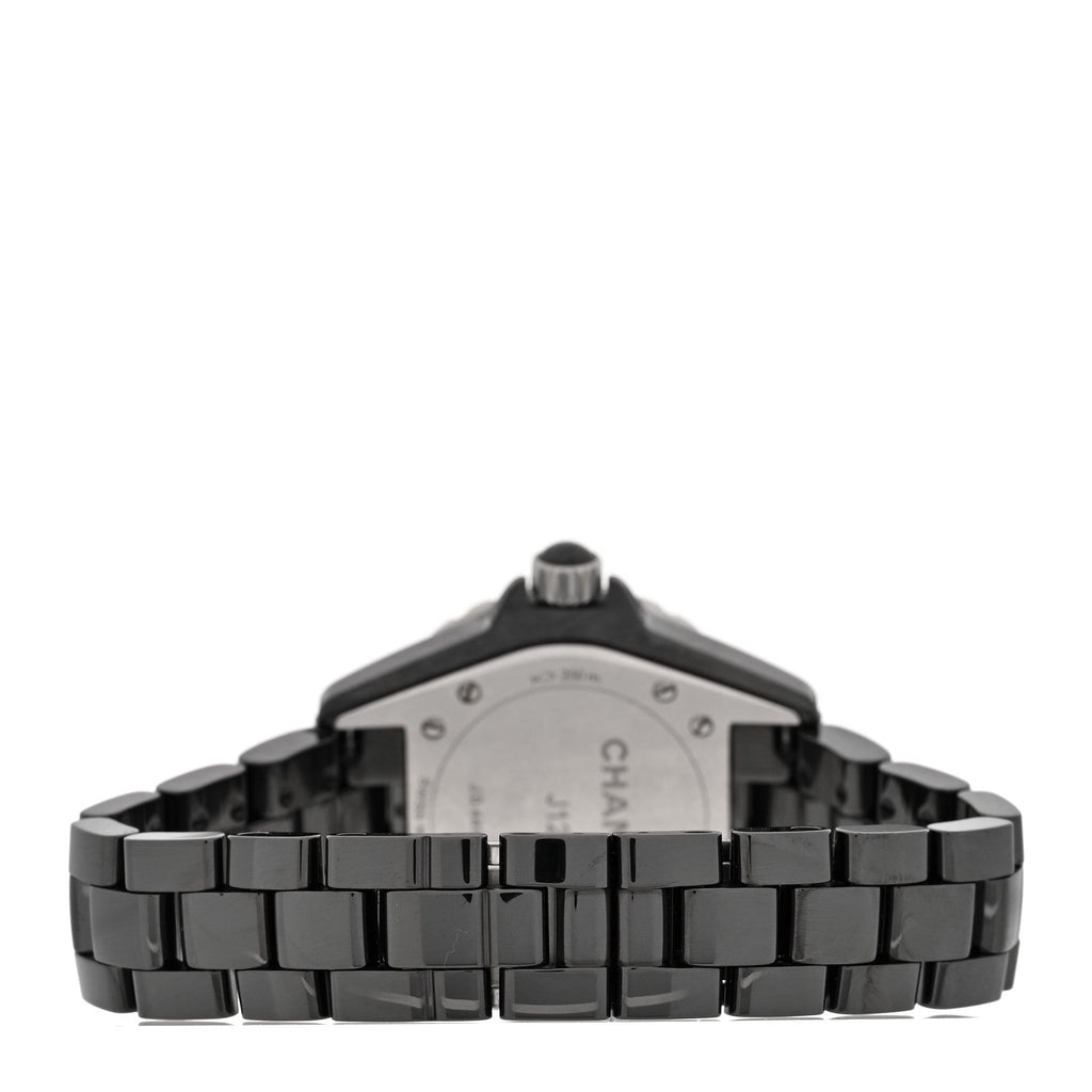 Stainless Steel Ceramic Diamond 33mm J12 Quartz Watch Black