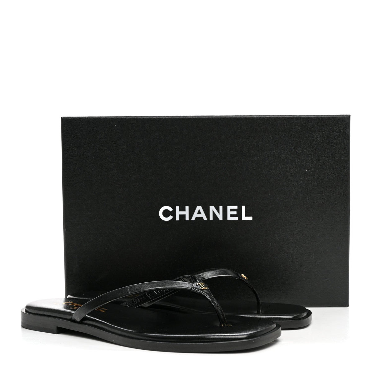 Goatskin CC Times Square Thong Sandals 37.5 Black
