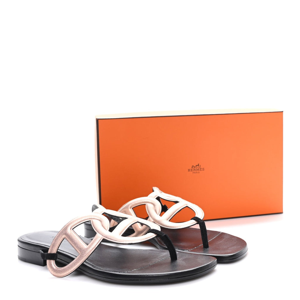 Metallic Chevre Velours Womens Egerie Sandals 39 Black Or Rose