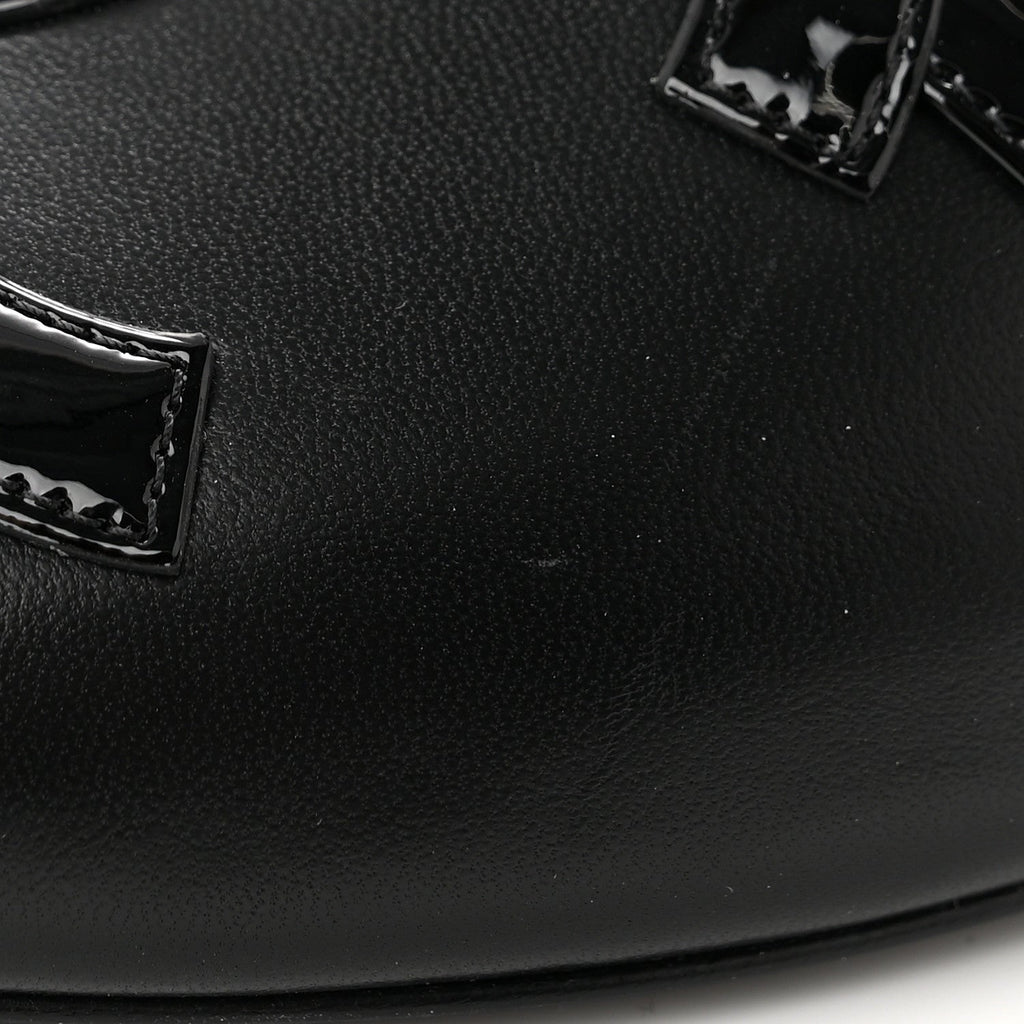 Lambskin Patent Calfskin CC Cutout Mules 40.5 Black