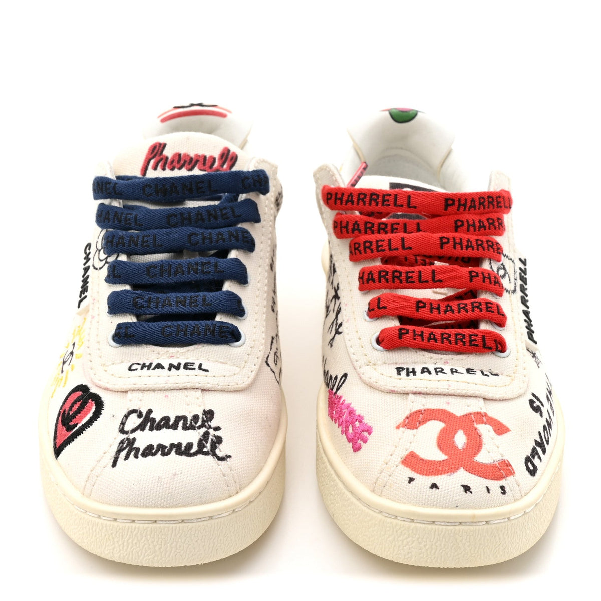 x Pharrell Williams Canvas Womens Sneakers 35 White Multicolor