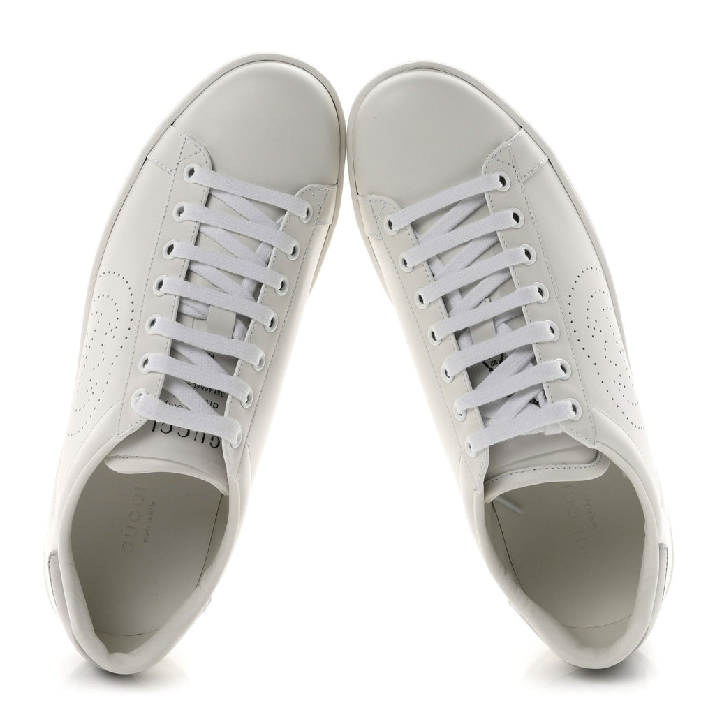 Calfskin Miro Soft Interlocking G Perforated Womens Ace Sneakers 38.5 White Grey Sky
