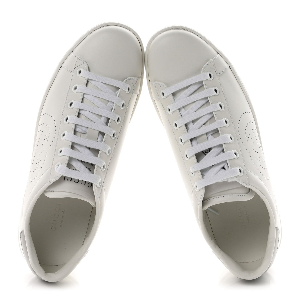 Calfskin Miro Soft Interlocking G Perforated Womens Ace Sneakers 38.5 White Grey Sky