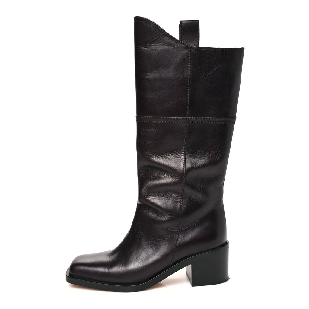 Calfskin CC Wyoming Knee High Boots 40 Dark Brown