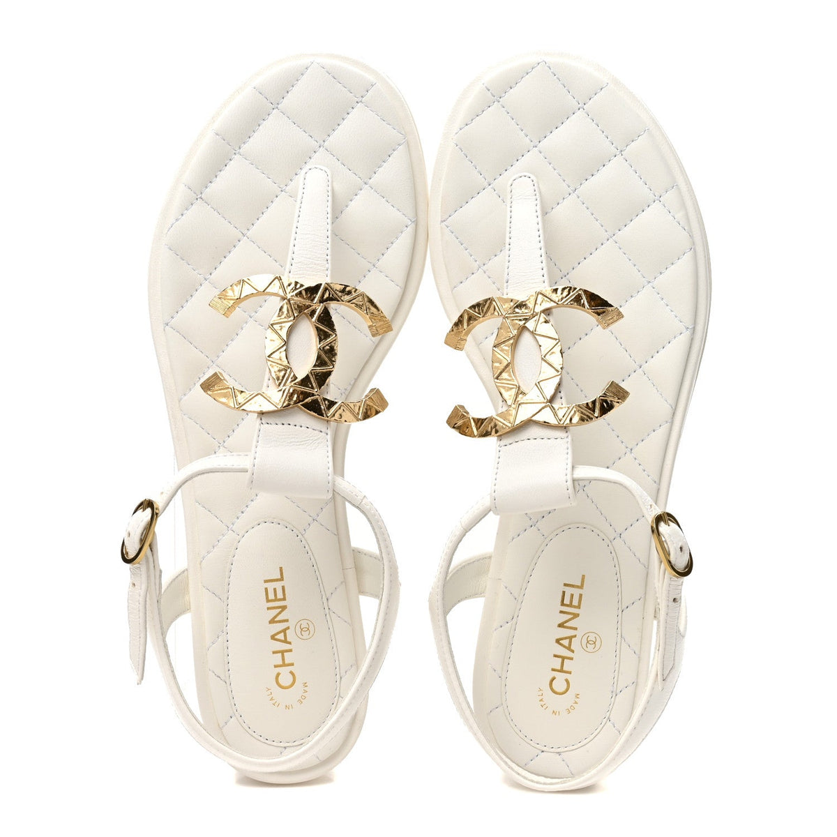 Lambskin CC Thong Sandals 37.5 White