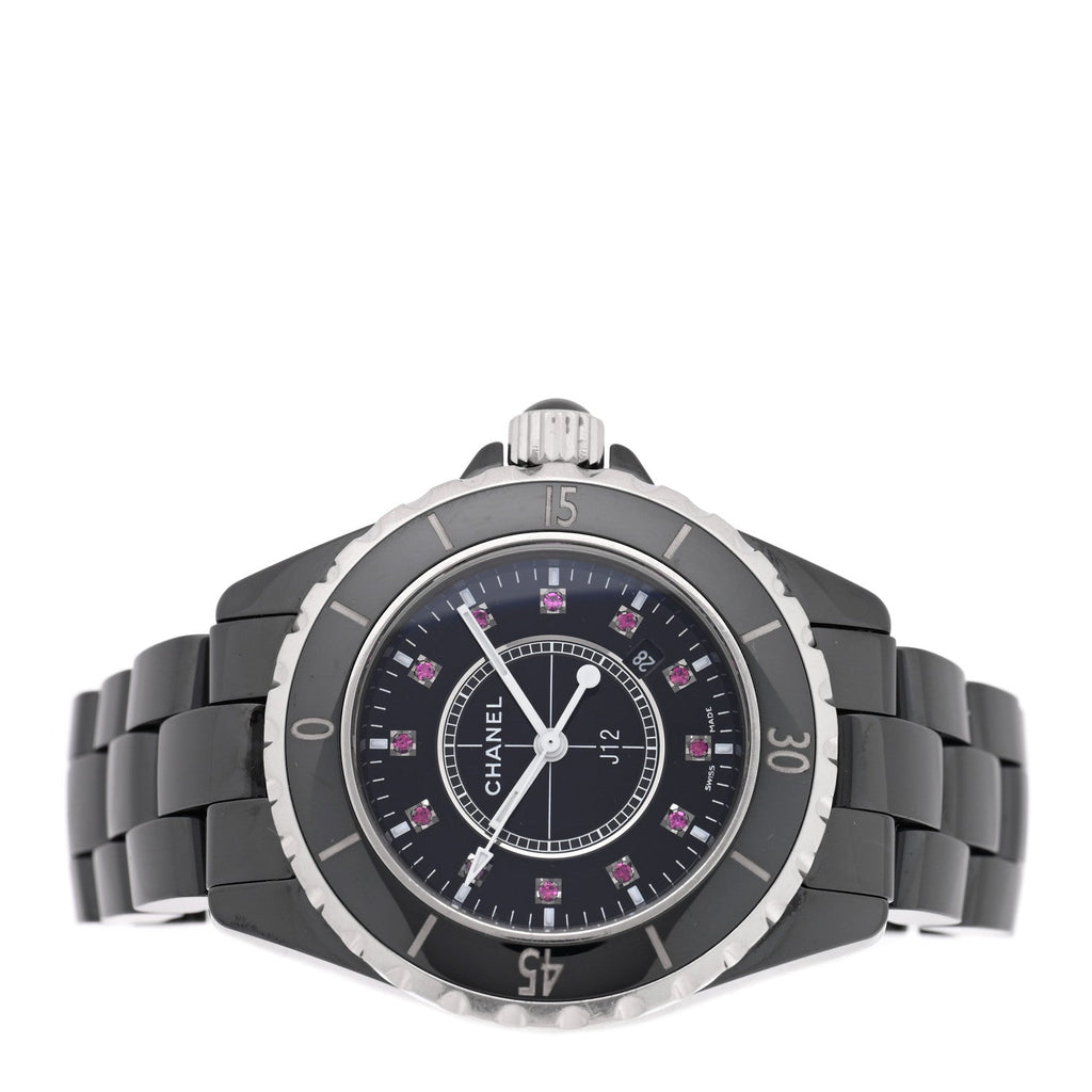Stainless Steel Ceramic Ruby 33mm J12 Quartz Watch Black