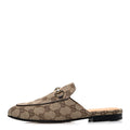 Canvas GG Monogram Horsebit Womens Princetown Slippers 35 Beige Ebony New Acero