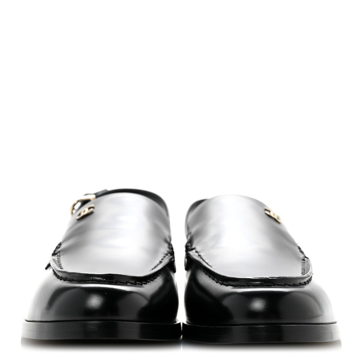 Shiny Calfskin Slingback Loafers 39.5 Black