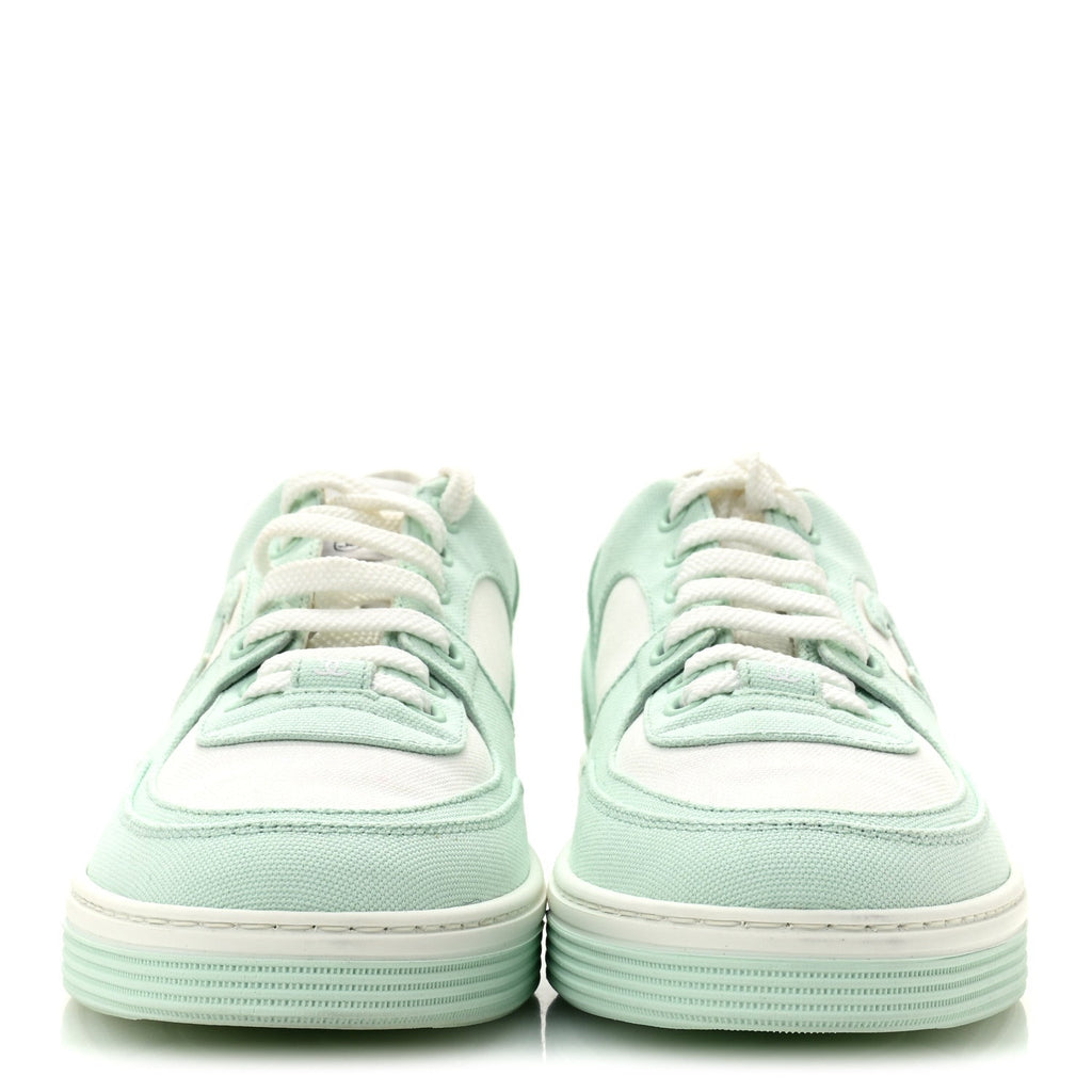 Cotton Sneakers 38.5 Light Turquoise White