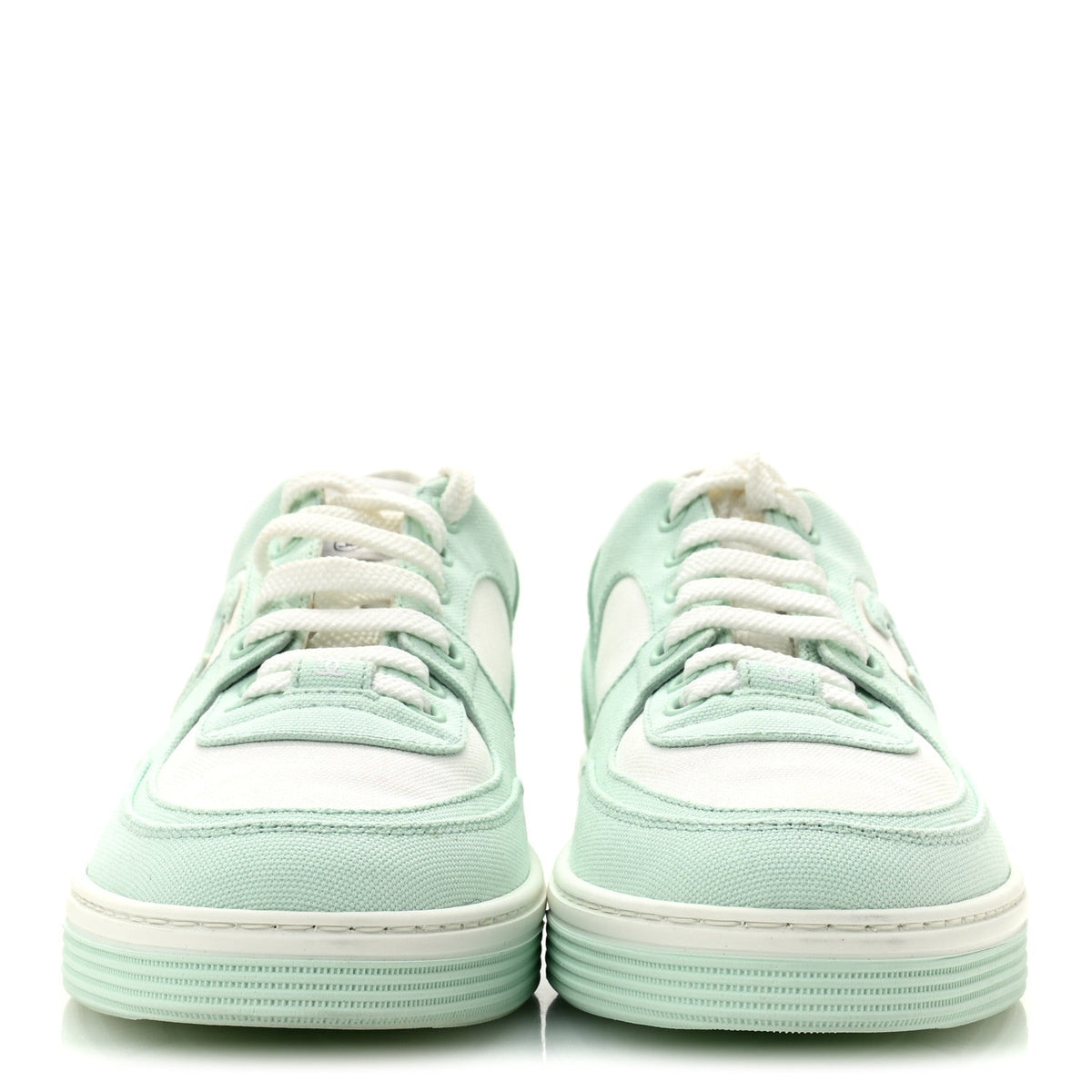 Cotton Sneakers 38.5 Light Turquoise White
