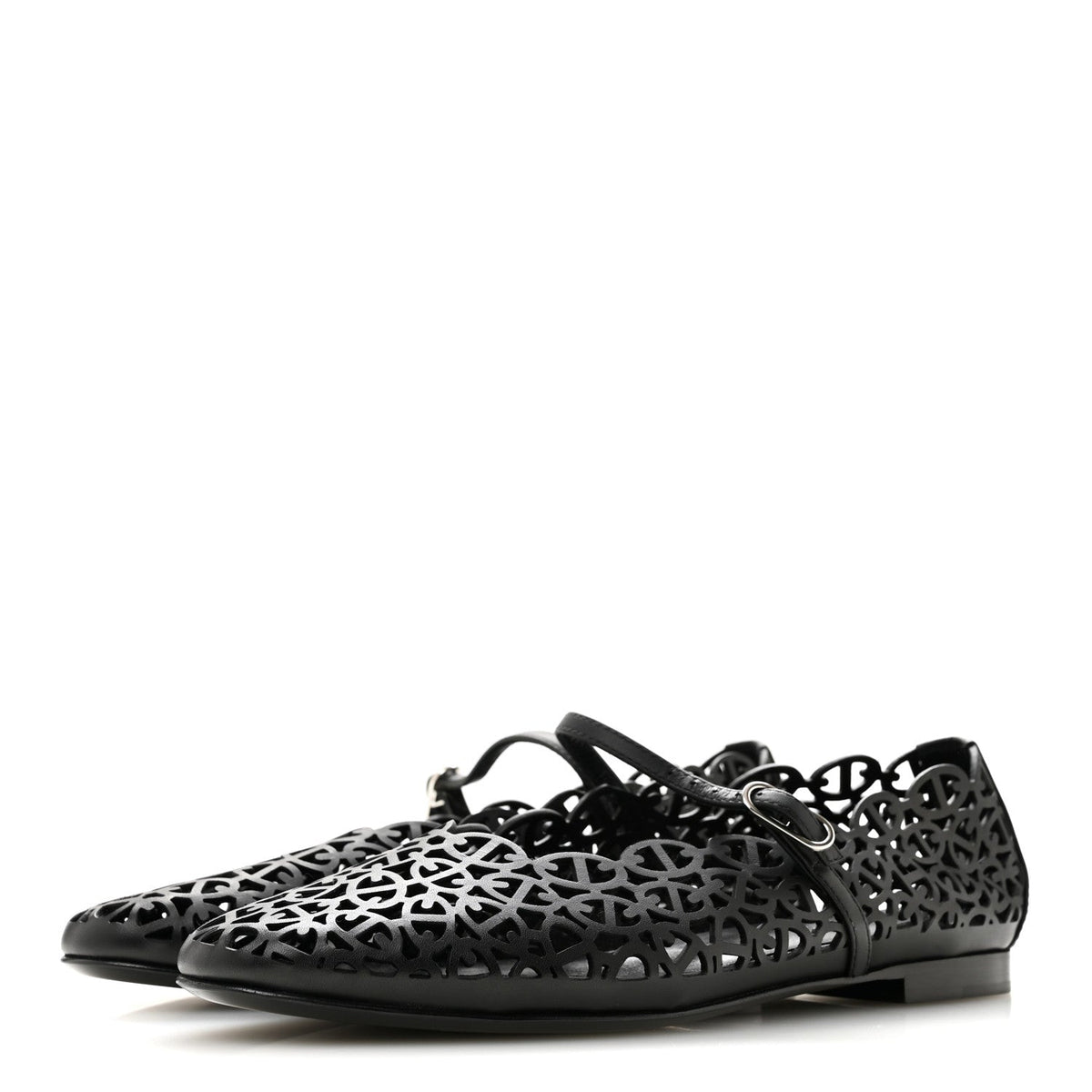 Calfskin Chaine d'Ancre Meli Ballet Flats 38 Black