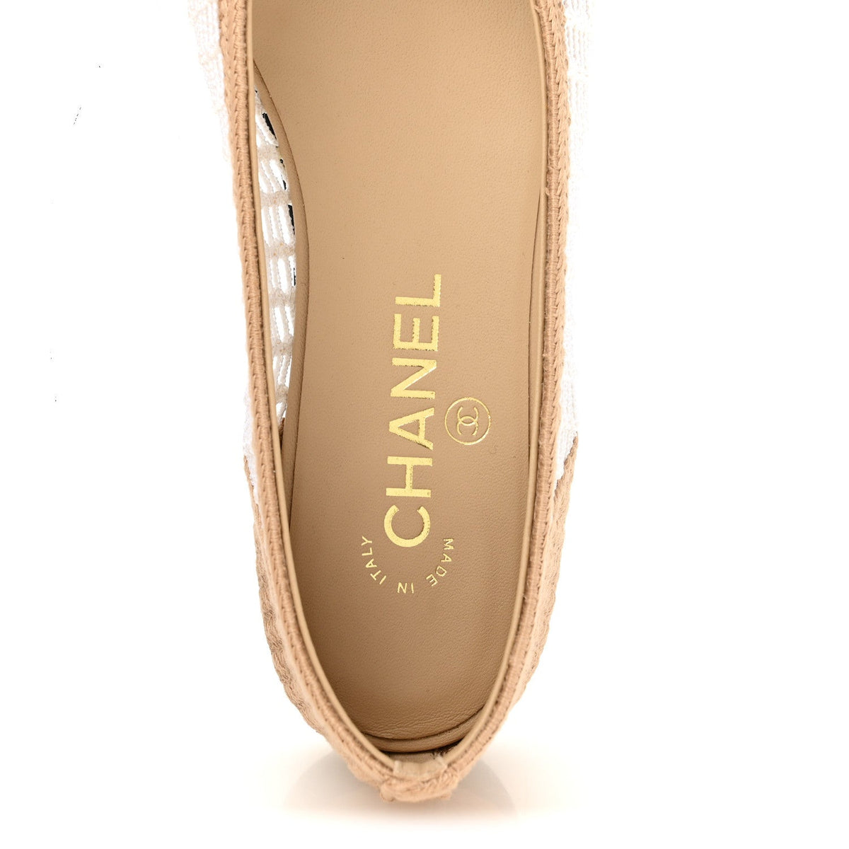 Raffia Cap Toe Ballerina Flats 38 White Beige