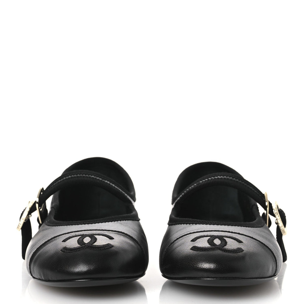 Lambskin Mary Jane Flats 36 Black