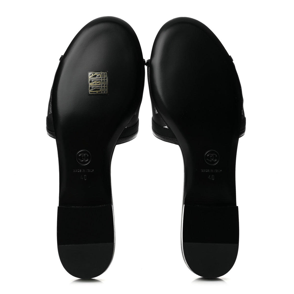 Mesh Lambskin CC Bow Mules 40 Black