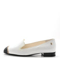 Patent Cap Toe Chain Moccasin Loafers 37 White Black
