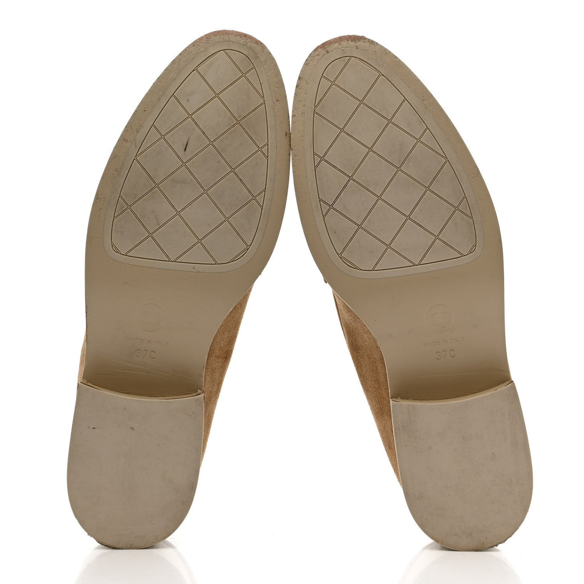 Suede Metal CC Mocassin Loafers 37 Beige