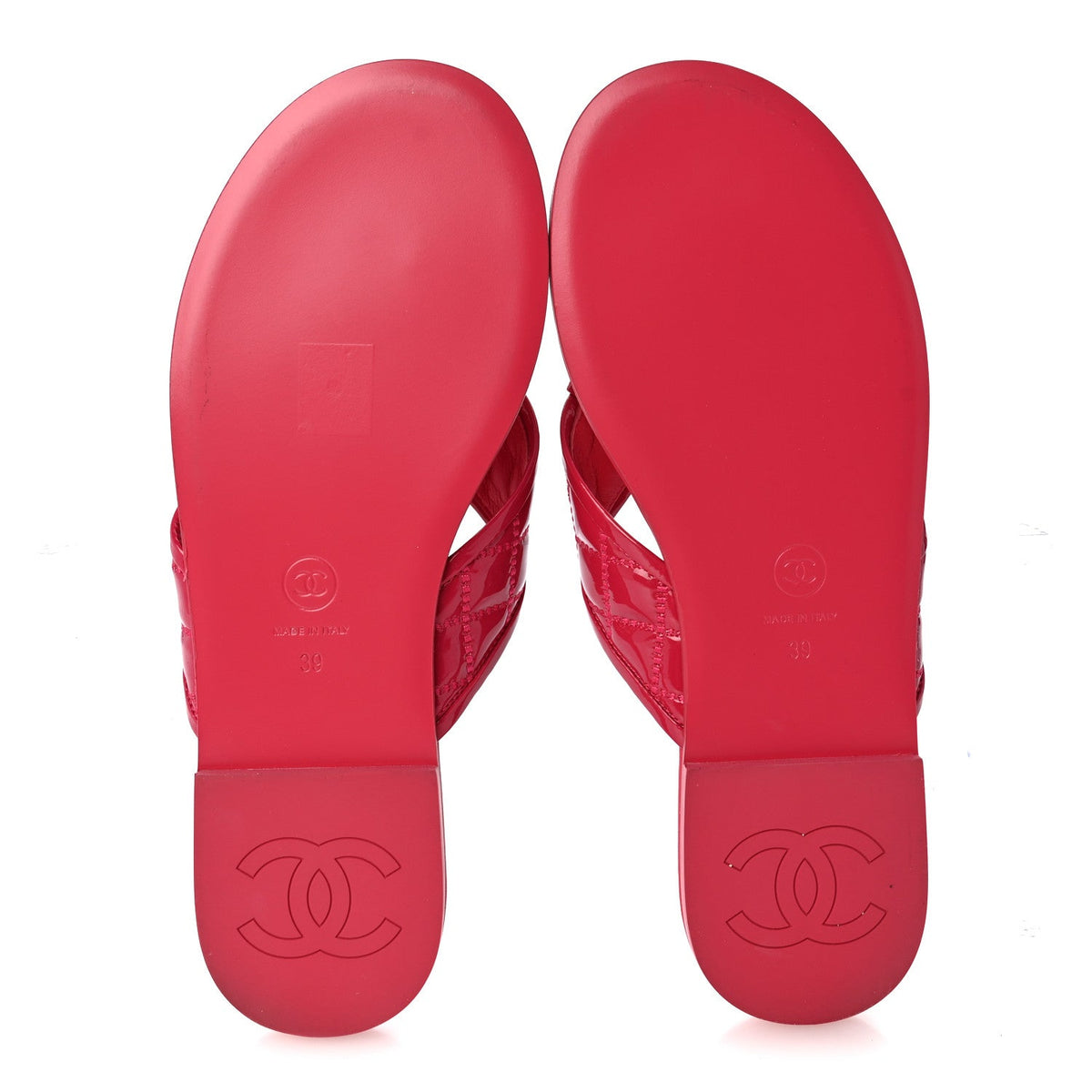 Patent Quilted CC Thong Sandals 39 Pink