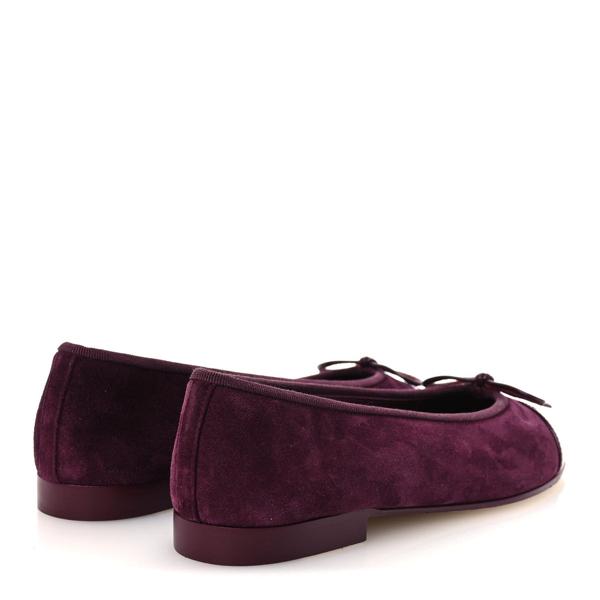 Suede Calfskin Patent Cap Toe CC Ballerina Flats 36 Burgundy