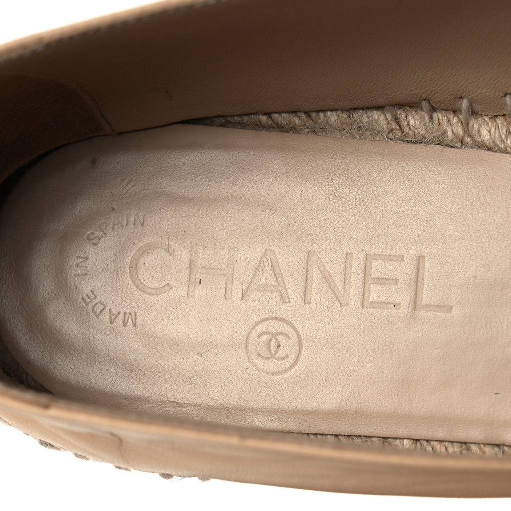 Lambskin CC Espadrilles 40 Beige Black