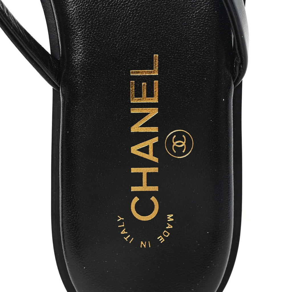 Goatskin CC Times Square Thong Sandals 39 Black