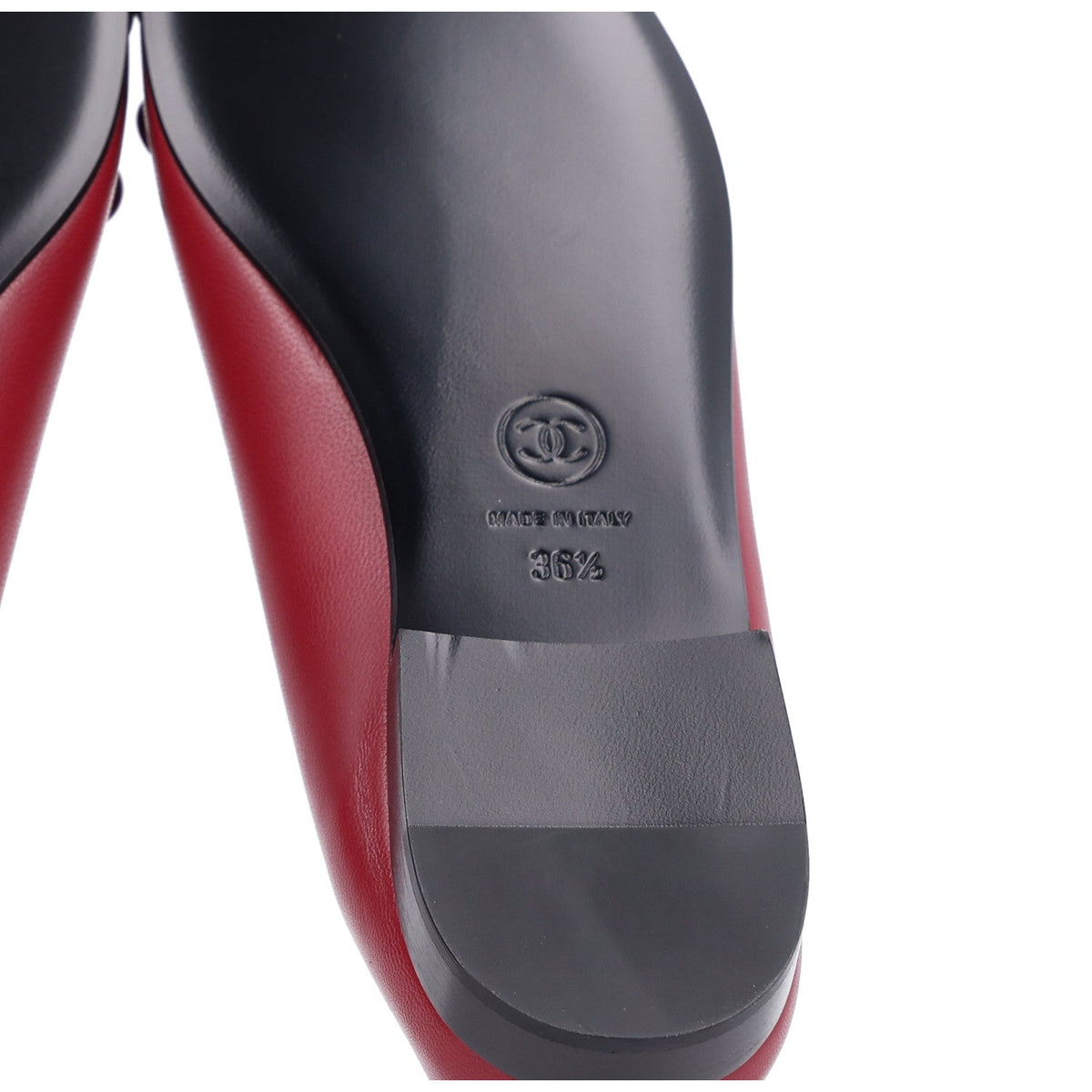 Lambskin Cap Toe CC Ballerina Flats 36.5 Burgundy Black