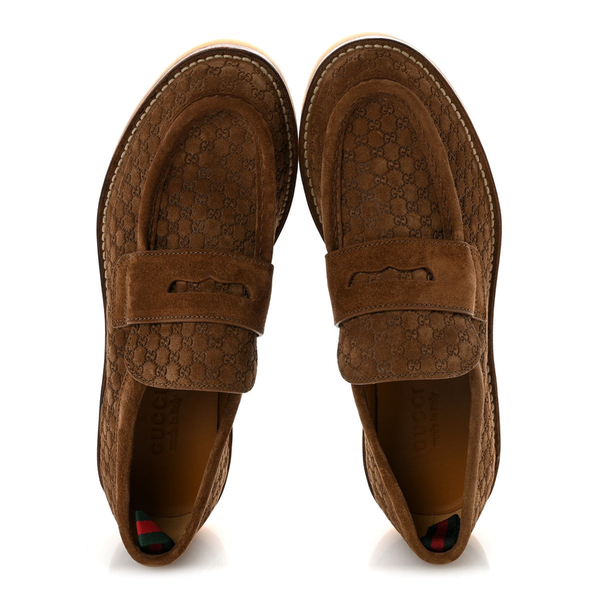 Luxury Suede Microguccissima Mens Loafers 9.5 Nocciola