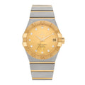 Stainless Steel 18K Yellow Gold Diamond 38mm Constellation Co-Axial Chronometer Automatic Watch Champagne 123.20.38.21.58.001
