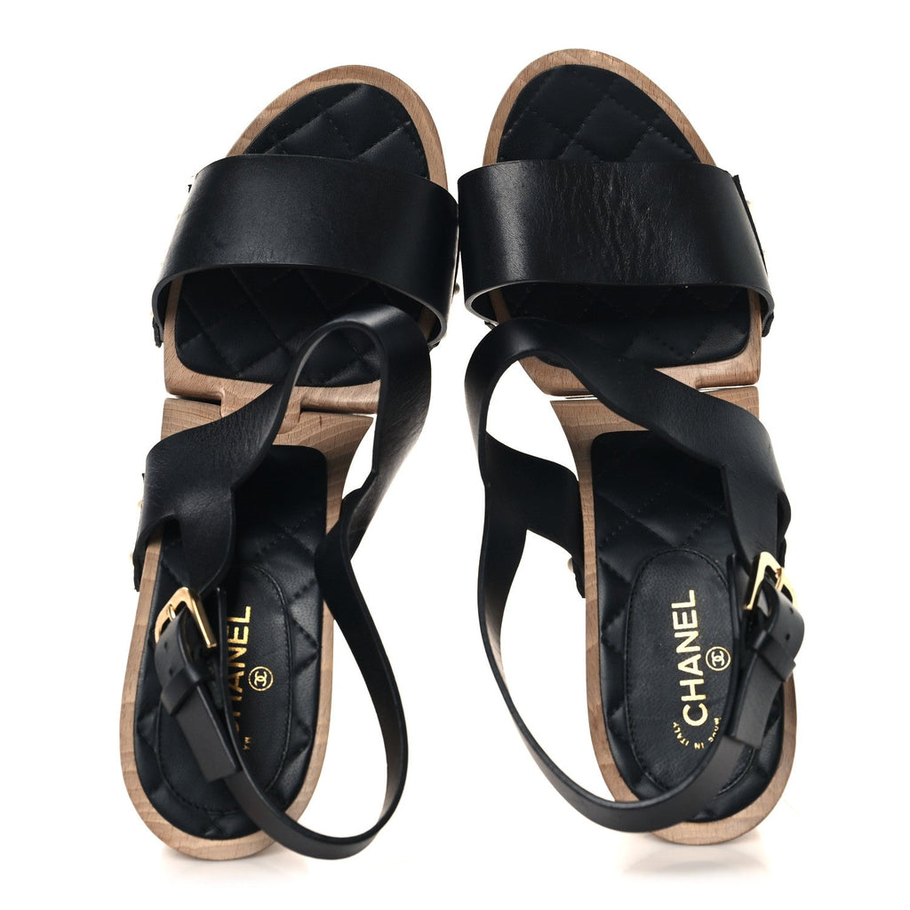 Wood Calfskin CC Hinge Wedge 41 Black