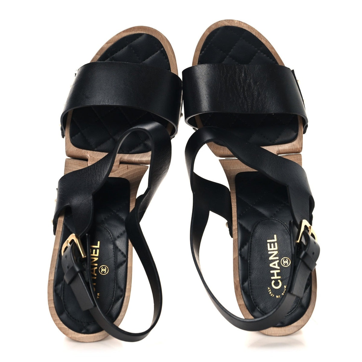 Wood Calfskin CC Hinge Wedge 41 Black