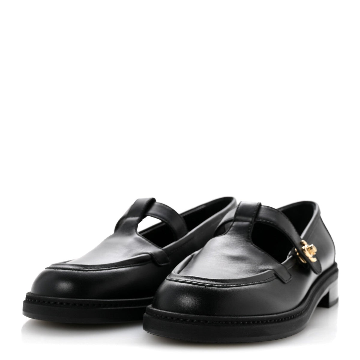 Calfskin CC Turnlock Moccasin Loafers 39 Black
