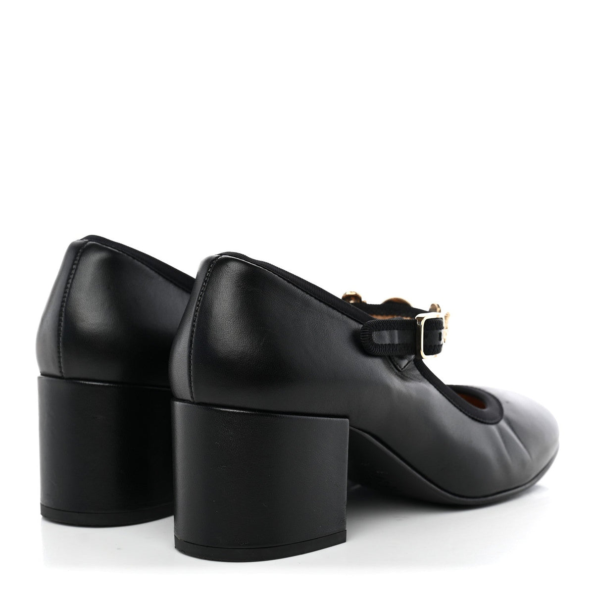 Lambskin Mary Jane Charm Pumps 39.5 Black