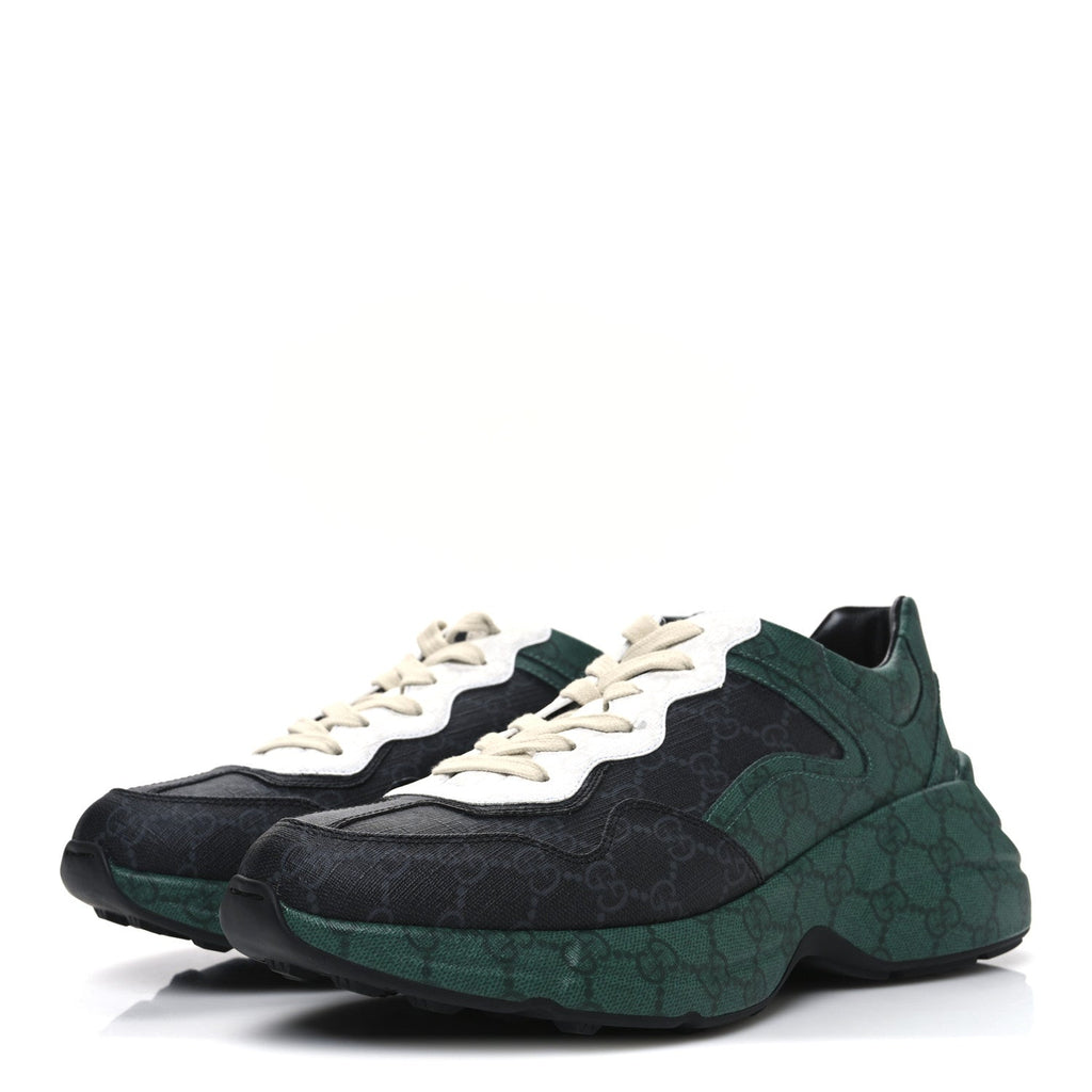 GG Supreme Monogram Mens Rhyton Sneakers 8.5 Black Green