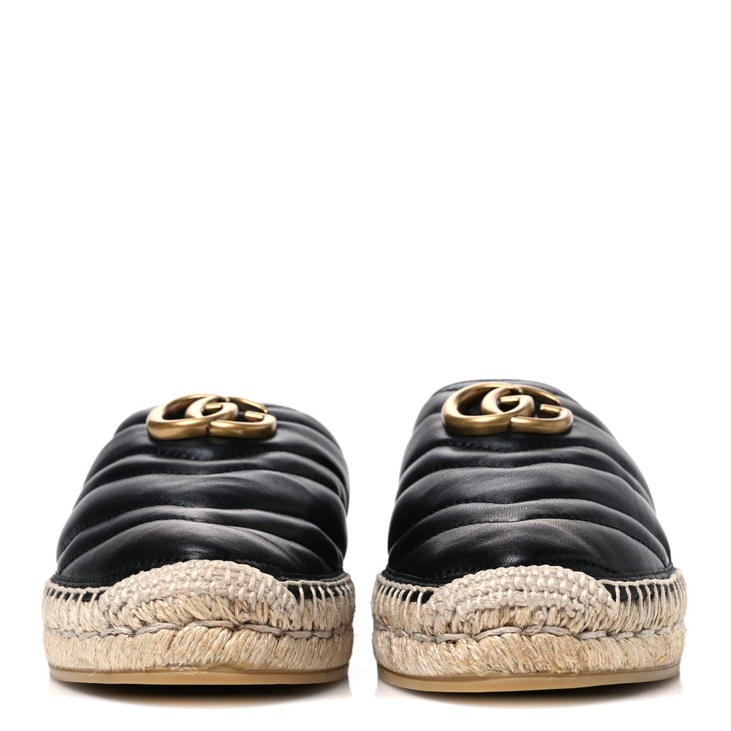 Nappa Matelasse GG Marmont Espadrille Slippers 37.5 Black