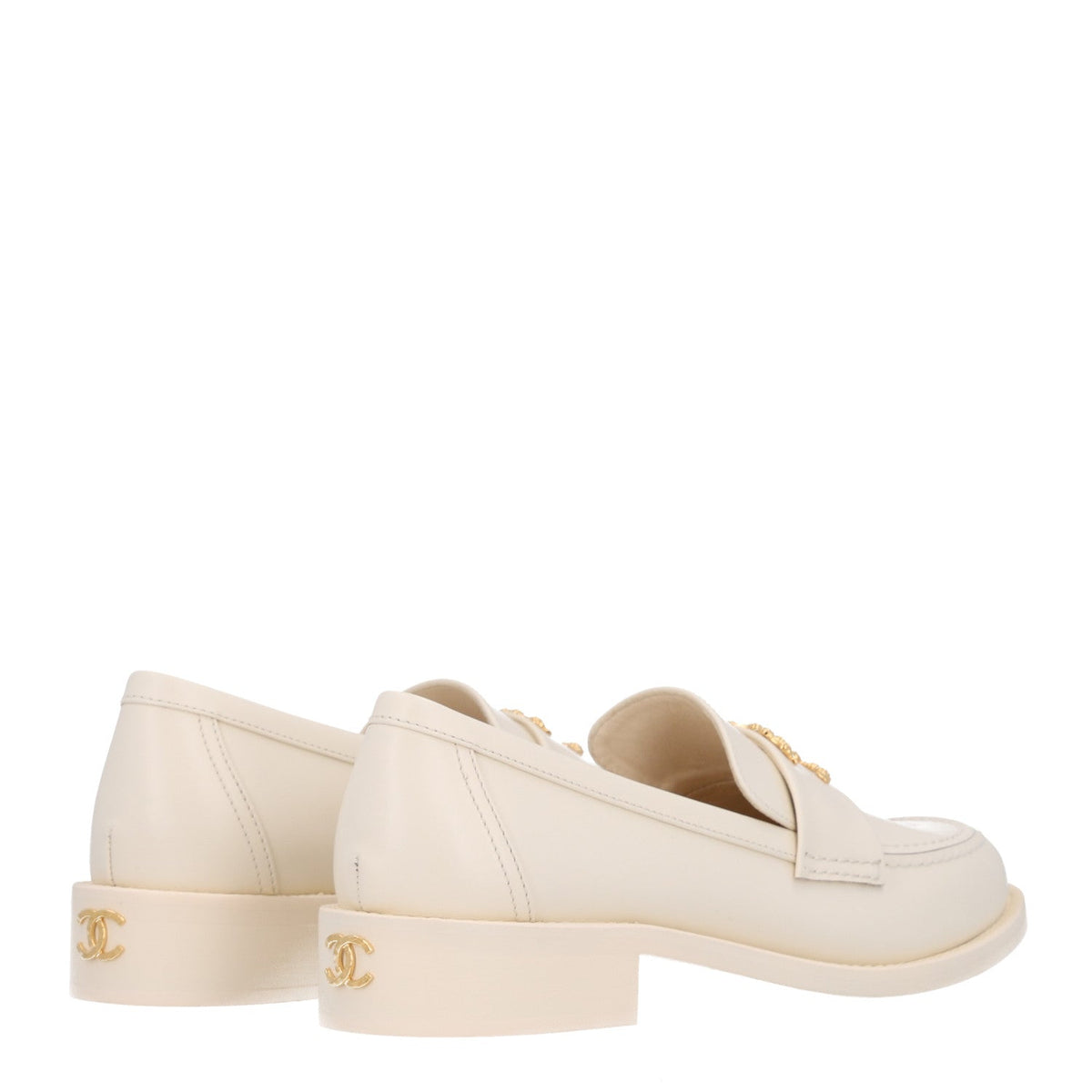 Calfskin Camellia CC Loafers 39.5 Ivory