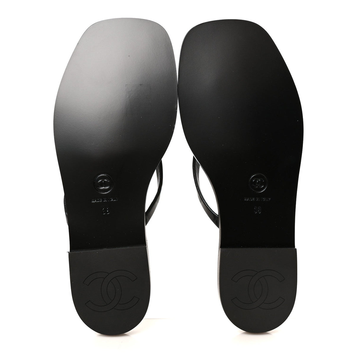 Goatskin CC Times Square Thong Sandals 38 Black