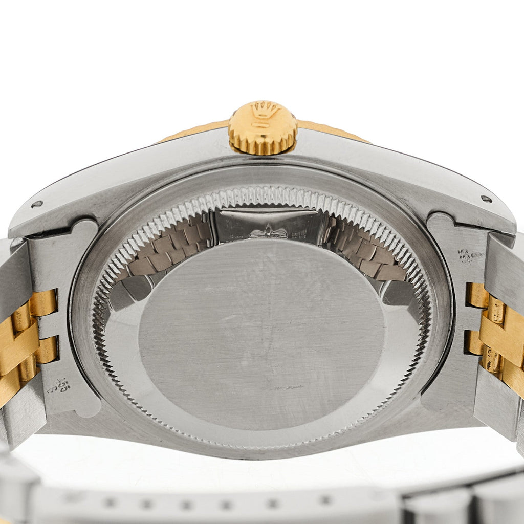 Stainless Steel 18K Yellow Gold Diamond 36mm Oyster Perpetual Datejust Watch Black 16233
