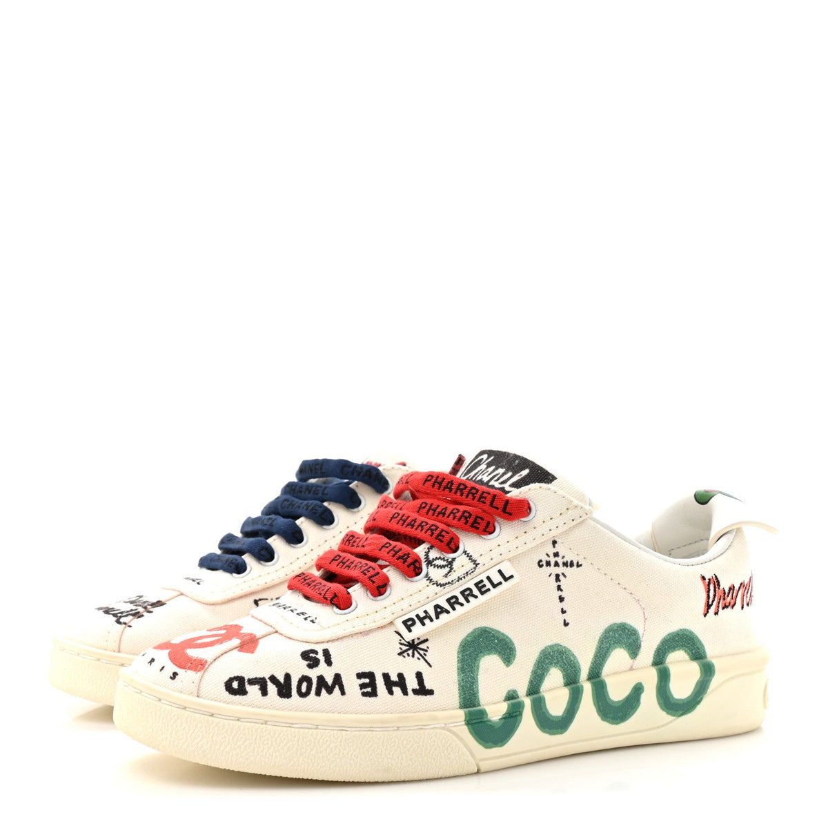 x Pharrell Williams Canvas Womens Sneakers 35 White Multicolor