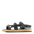 Laminated Goatskin Chain Sandals 35 Black