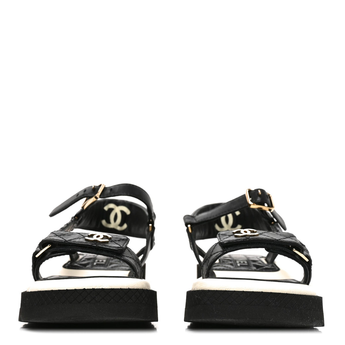 Lambskin Patent Calfskin Logo Platform Sandals 36 Black