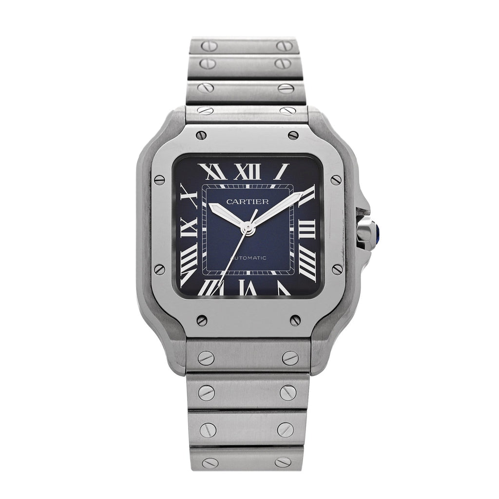 Stainless Steel 35mm Santos de Cartier Automatic Watch Blue