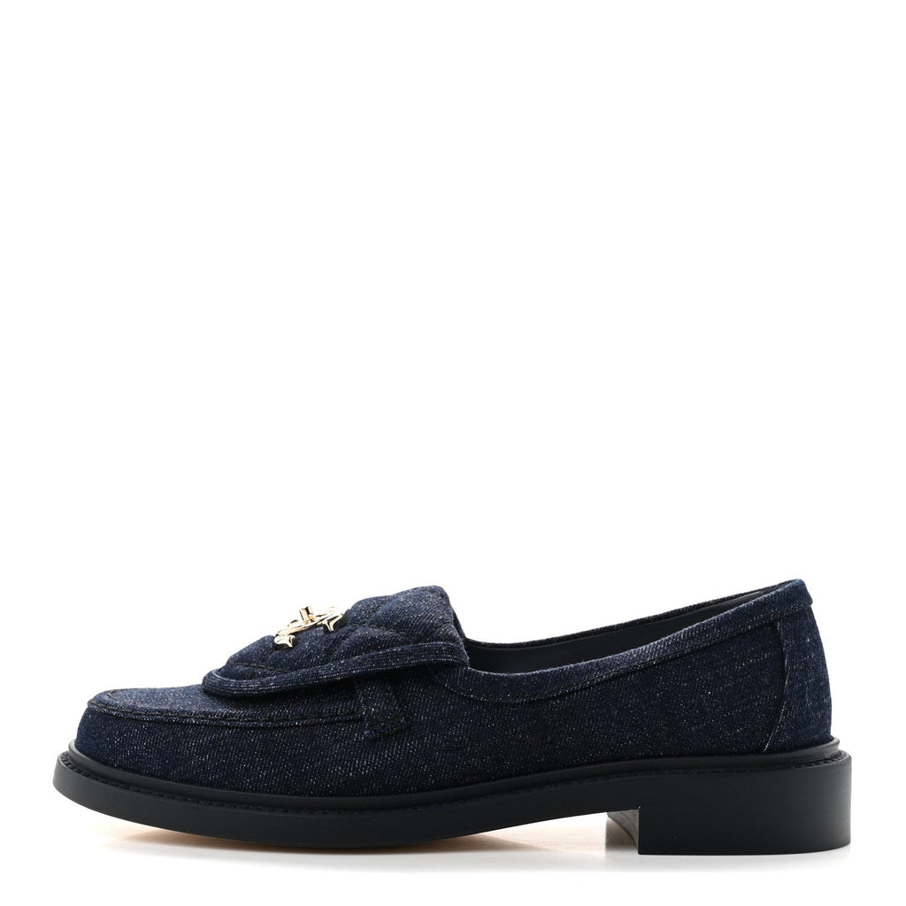 Denim CC Turnlock Loafers 36 Dark Blue