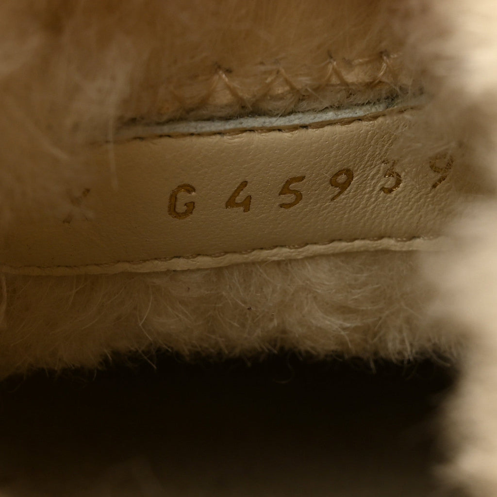 Suede Shearling CC Cap Toe Mules 40 Beige Black